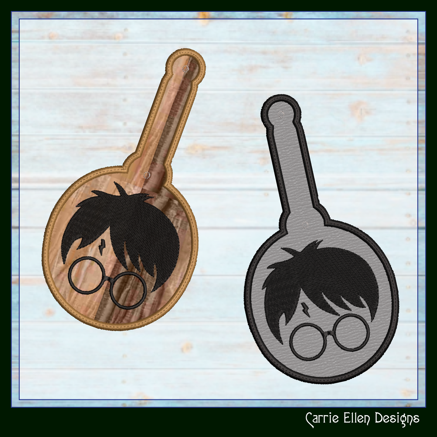 Harry Potter Profile ITH Key Tag Machine Embroidery Design – Wizard Fandom In-The-Hoop Key Fob Pattern (2662)