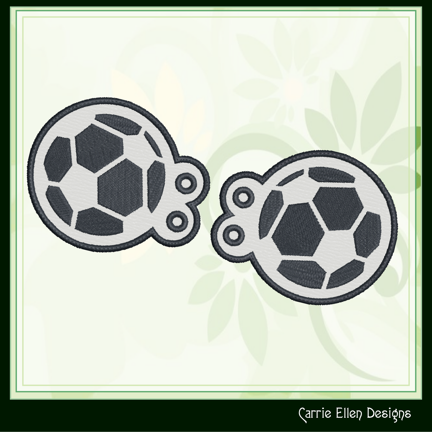 Soccer Ball ITH Shoe Wing Machine Embroidery Design – In The Hoop Sports Ball Shoelace Charms for Shoes and Boots – 4x4 & 5x7 Hoop (2668)
