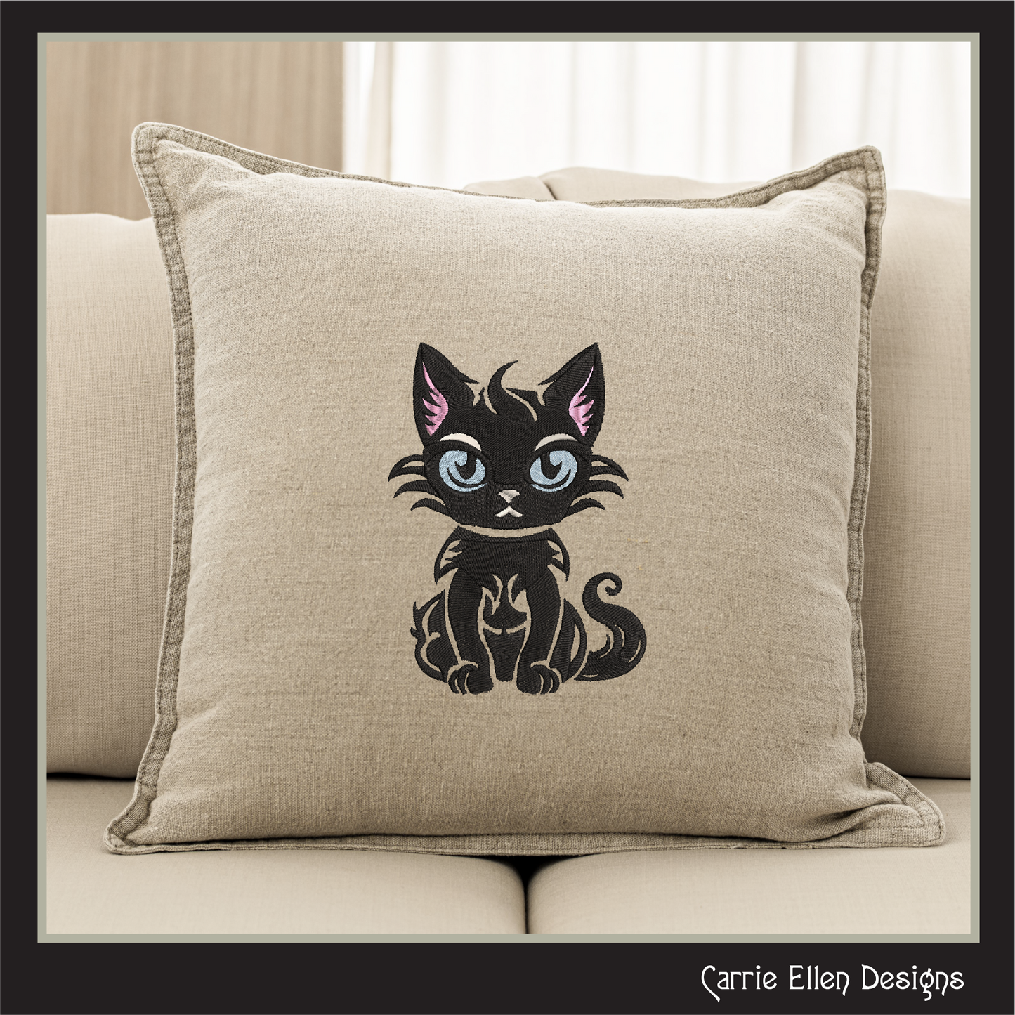 Sassy Black Cat Machine Embroidery Design, Black Cat with an Attitude, Cat Lover Design, 6 Sizes (2670)