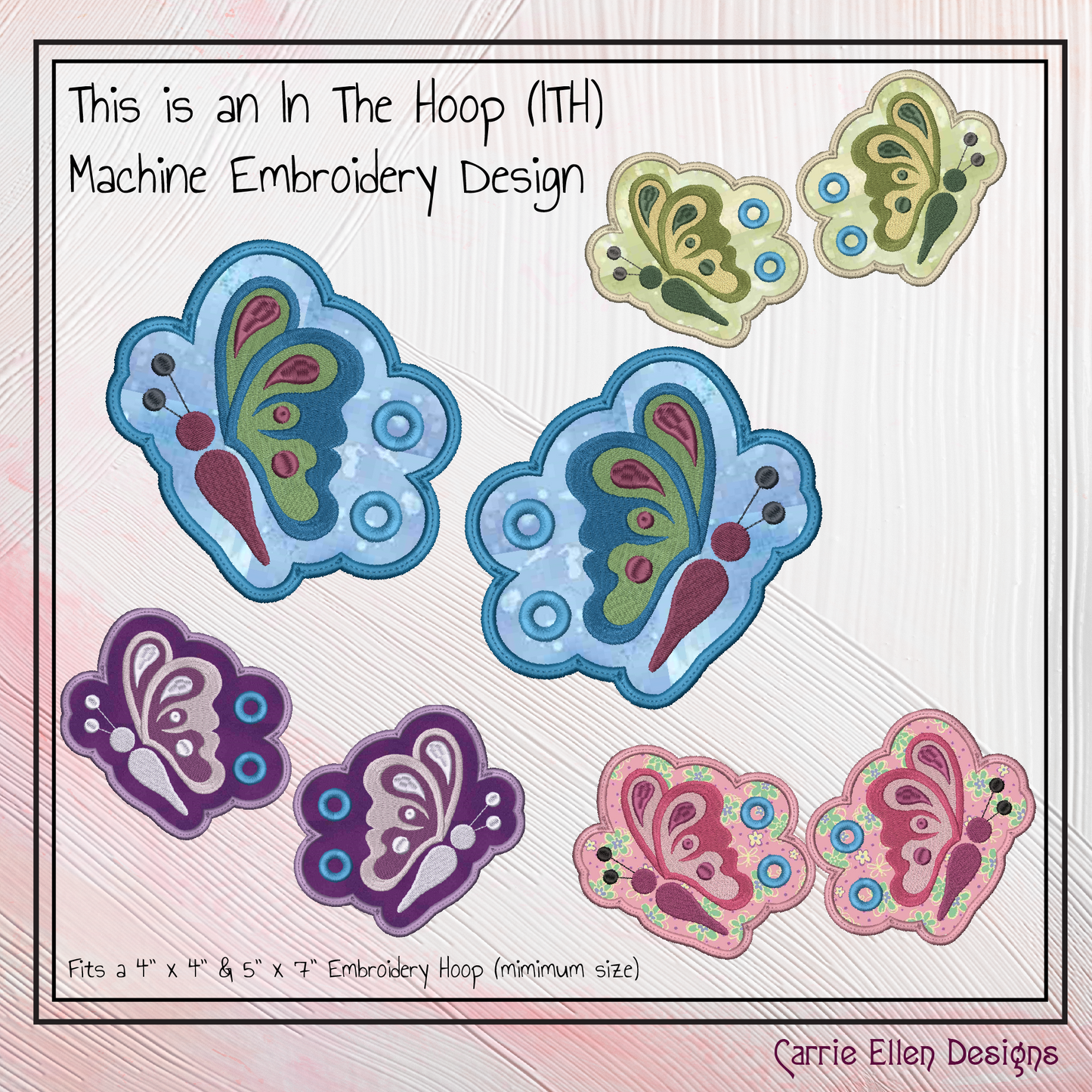 Butterfly Shoe Wing Machine Embroidery Design – ITH Shoelace Charms for Shoes and Boots – 4x4 & 5x7 Hoop (2698)