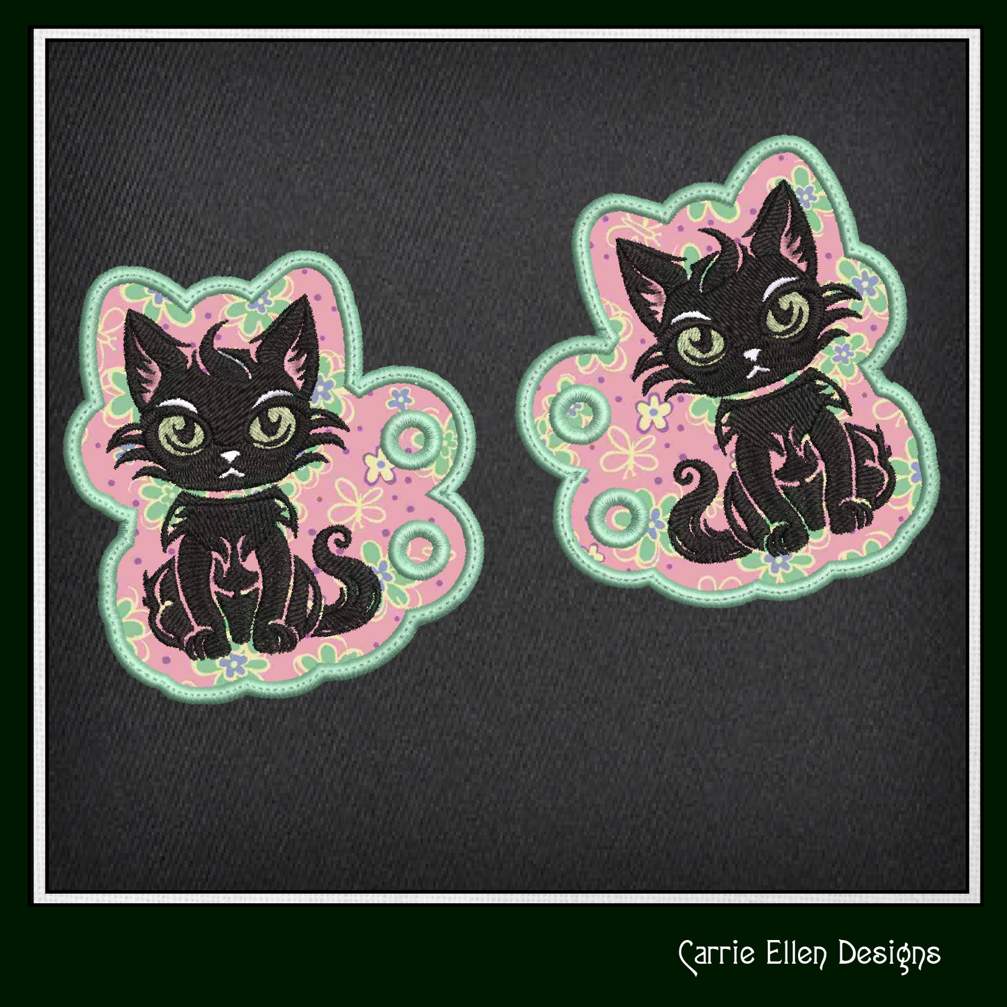 Sassy Black Cat ITH Machine Embroidery Shoe Wing Design – Black Cat with Attitude Shoe Charms – Cat Lover Fashion – 4x4 & 5x7 Hoop (2703)