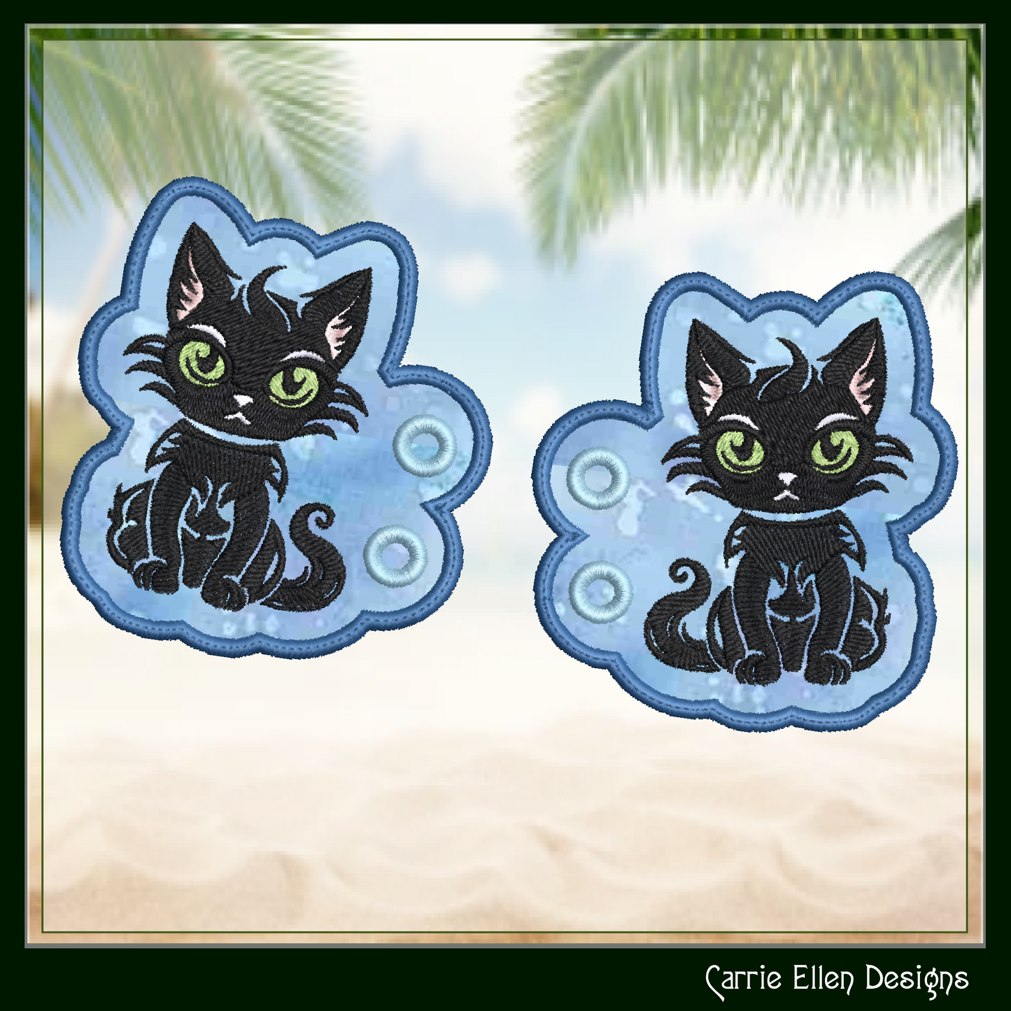 Sassy Black Cat ITH Machine Embroidery Shoe Wing Design – Black Cat with Attitude Shoe Charms – Cat Lover Fashion – 4x4 & 5x7 Hoop (2703)