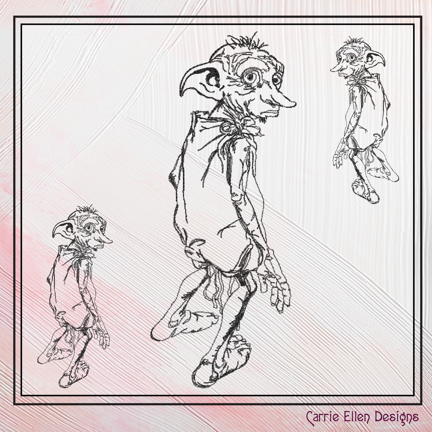 Dobby Machine Embroidery Sketch Design, Free Elf Design, Harry Potter House Elf Character, 6 Sizes (2705)