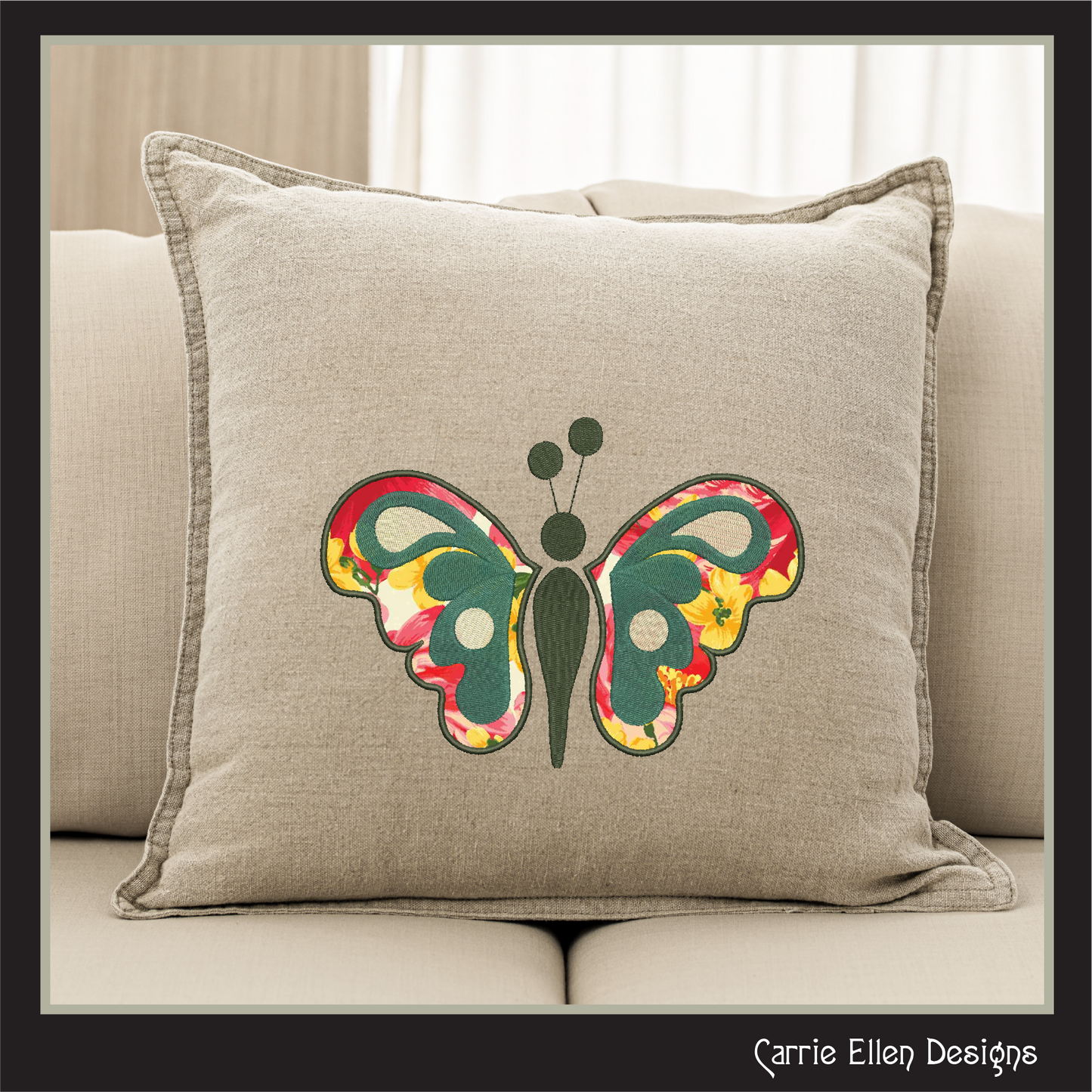 Butterfly Applique Machine Embroidery Design, Butterflies With Applique Element, Garden Insect Embroidery Designs, 4 Sizes (2707)