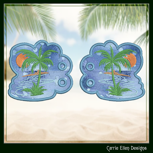 Palm Tree ITH Shoe Wing Machine Embroidery Design – Palm Tree Sunset In The Hoop Shoe Wings Design for 4x4 & 5x7 Hoops (2709)