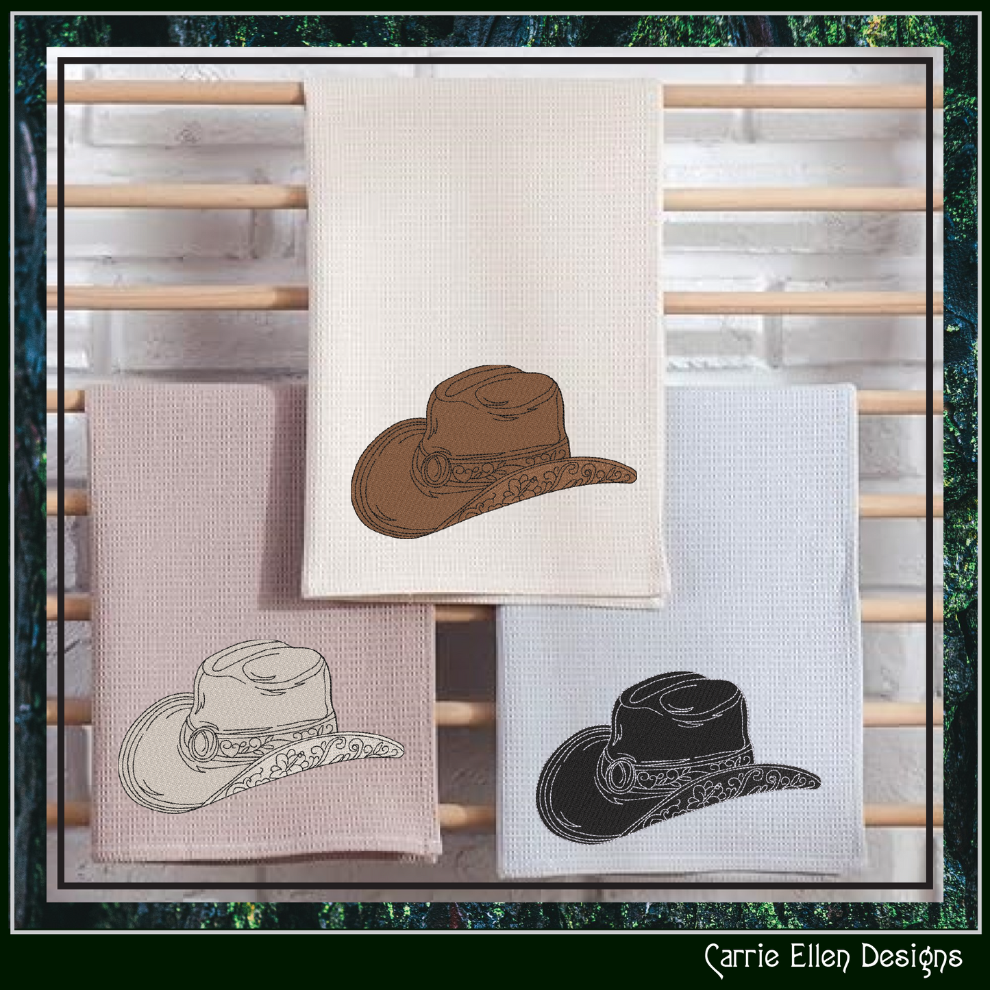 Cowboy Hat Machine Embroidery Design, Western Cowgirl Hat, Southern Charm Trendy Design, 6 Sizes (2723)