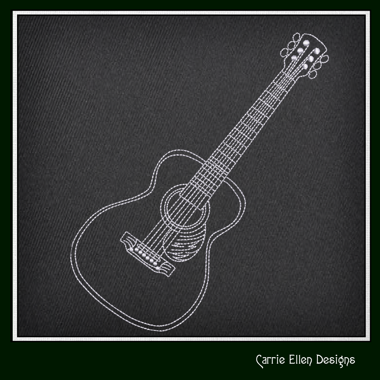 Guitar Machine Embroidery Design, Acoustic Guitar Line Art, Musical Instrument Outline, 6 Sizes (2725)