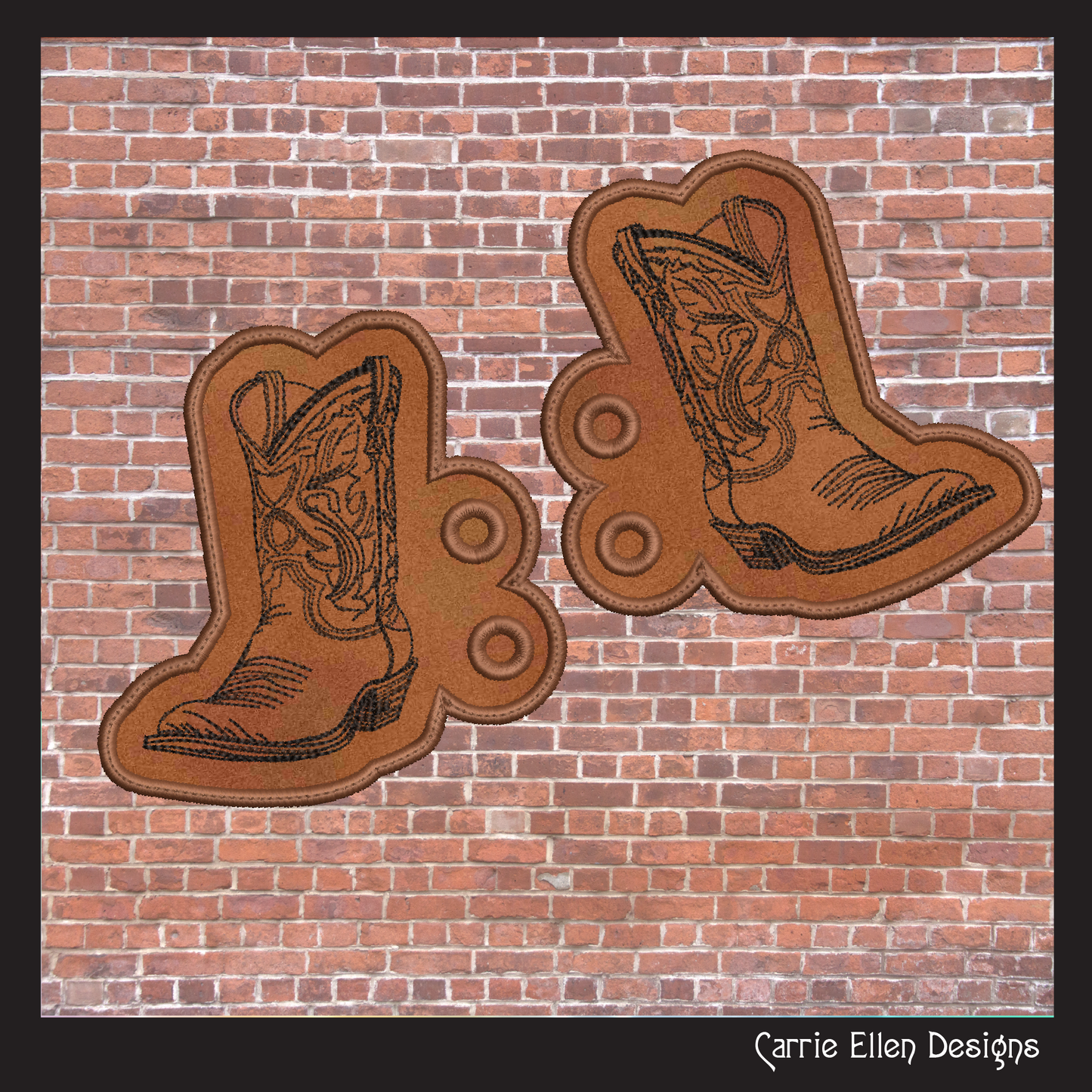 Cowboy Boot ITH Machine Embroidery Shoe Wings – Wild West Boot Design, In The Hoop Boot Shoe Charms – 4x4 and 5x7 Hoops (2740)