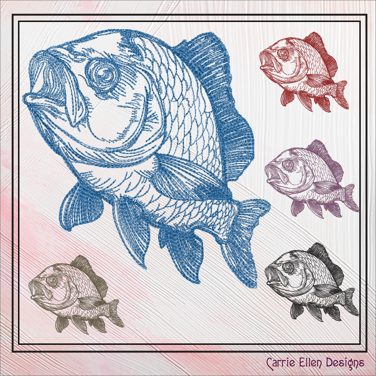 Ocean Fish Machine Embroidery Design, Fish Sketch Line Art Design, Marine Life Embroidery, 6 Sizes (2744)