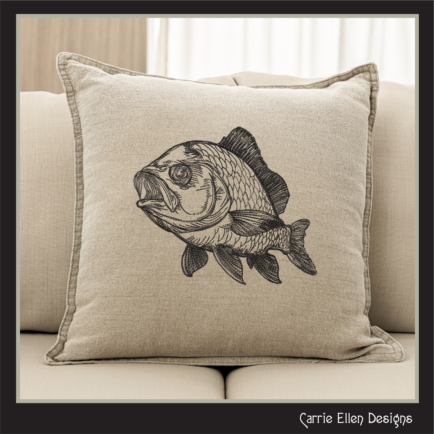 Ocean Fish Machine Embroidery Design, Fish Sketch Line Art Design, Marine Life Embroidery, 6 Sizes (2744)