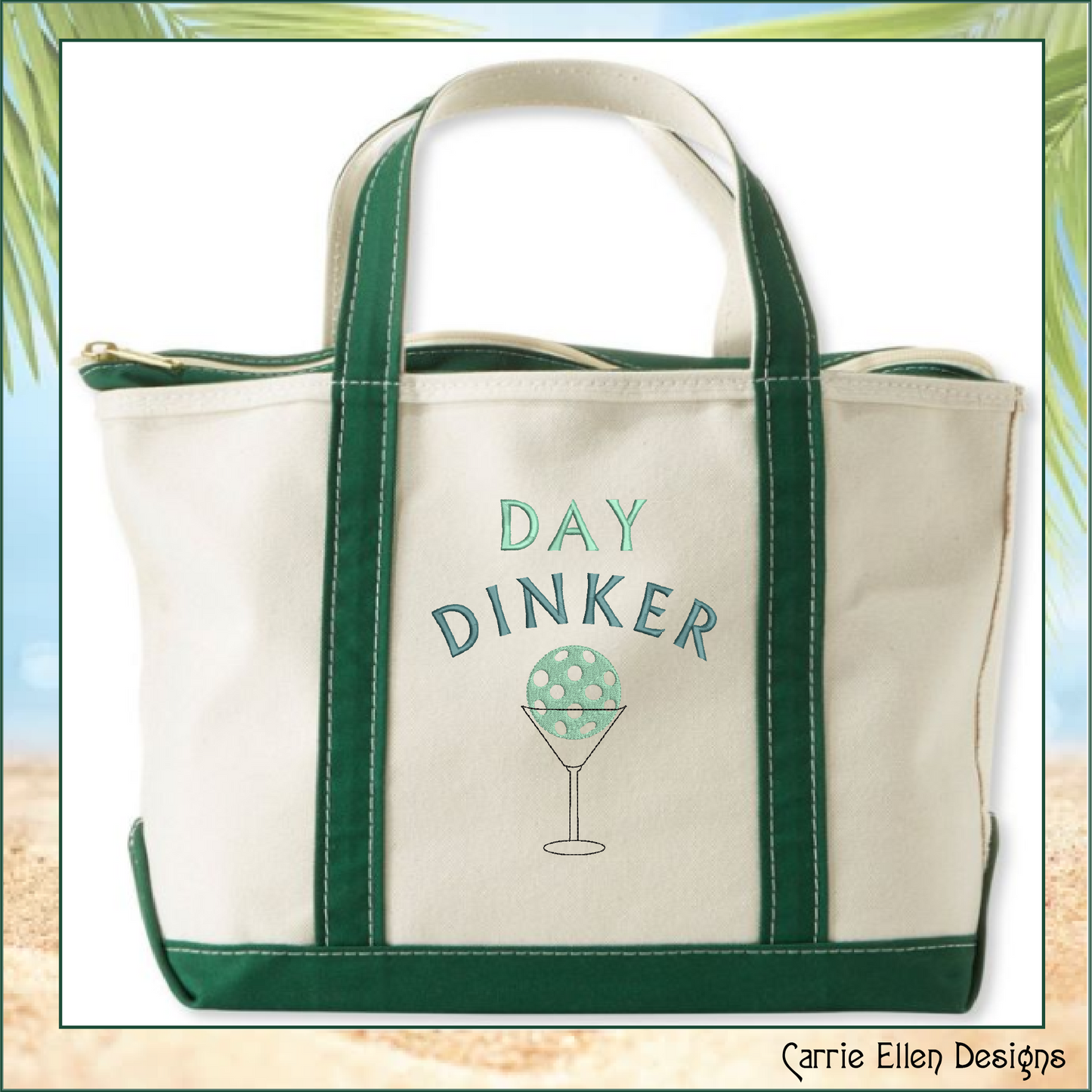 Pickleball Machine Embroidery Design, Day Dinker Funny Embroidery Pattern, Pickleball Martini Glass Fun Sport Design, 8 Sizes (2763)