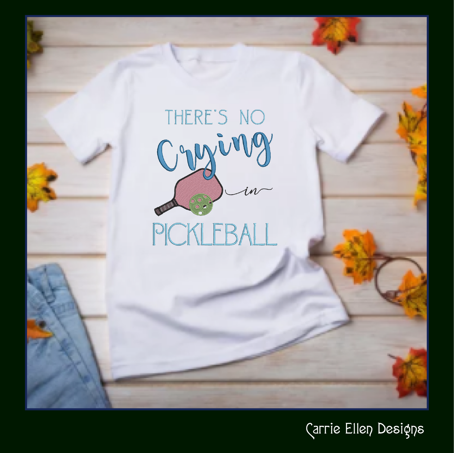 Pickleball Machine Embroidery Design, No Crying in Pickleball Embroidery Saying, Fun Sport Design, 6 Sizes (2772)
