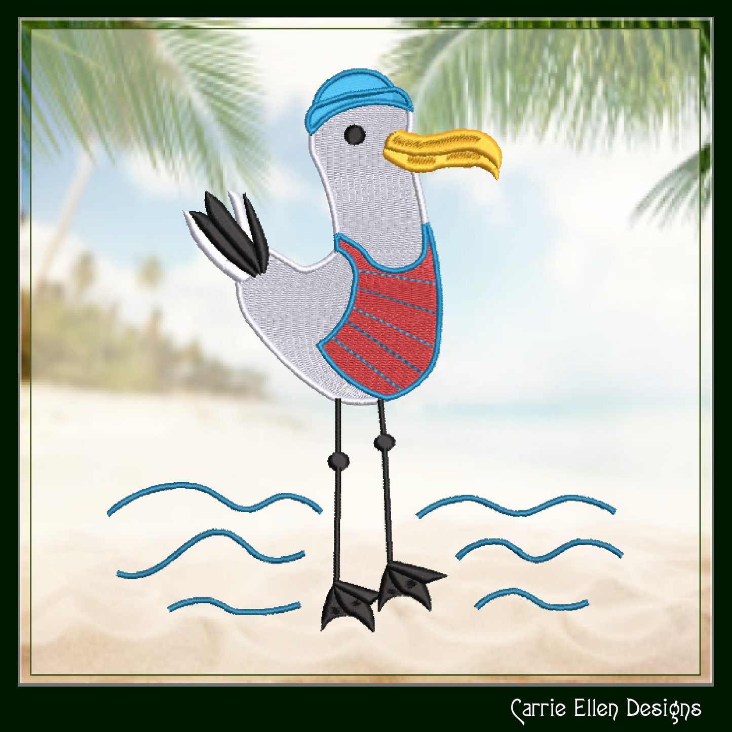 Seagull Machine Embroidery Design, Pirate Ship Crew Embroidery Pattern, Seagull Pirate Sailor Beach Design, 6 Sizes (2782)