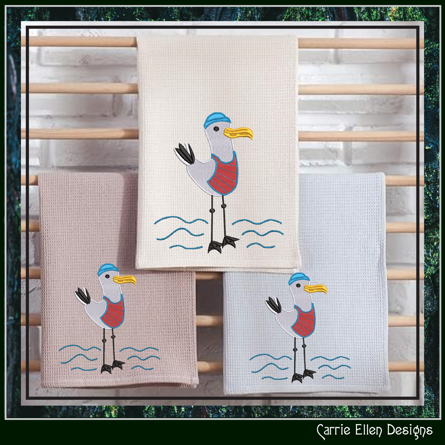 Seagull Machine Embroidery Design, Pirate Ship Crew Embroidery Pattern, Seagull Pirate Sailor Beach Design, 6 Sizes (2782)