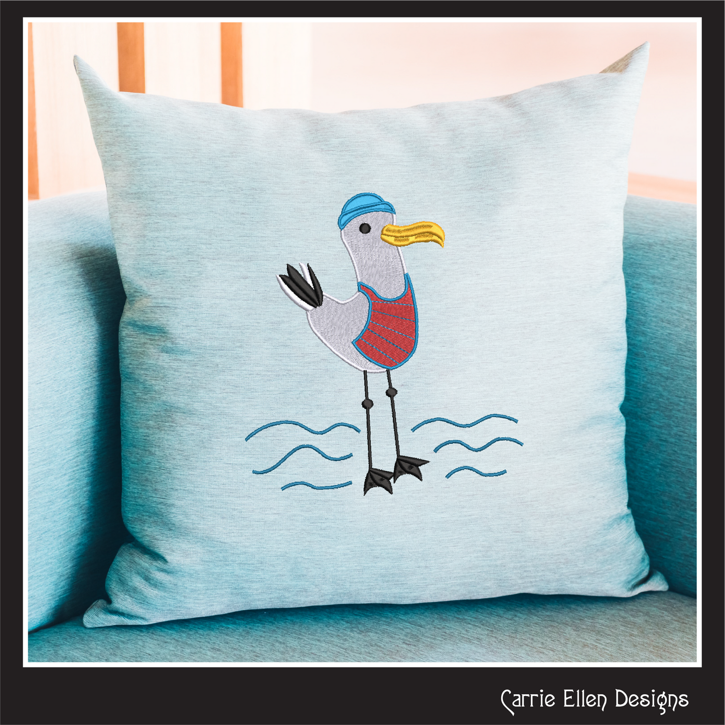 Seagull Machine Embroidery Design, Pirate Ship Crew Embroidery Pattern, Seagull Pirate Sailor Beach Design, 6 Sizes (2782)