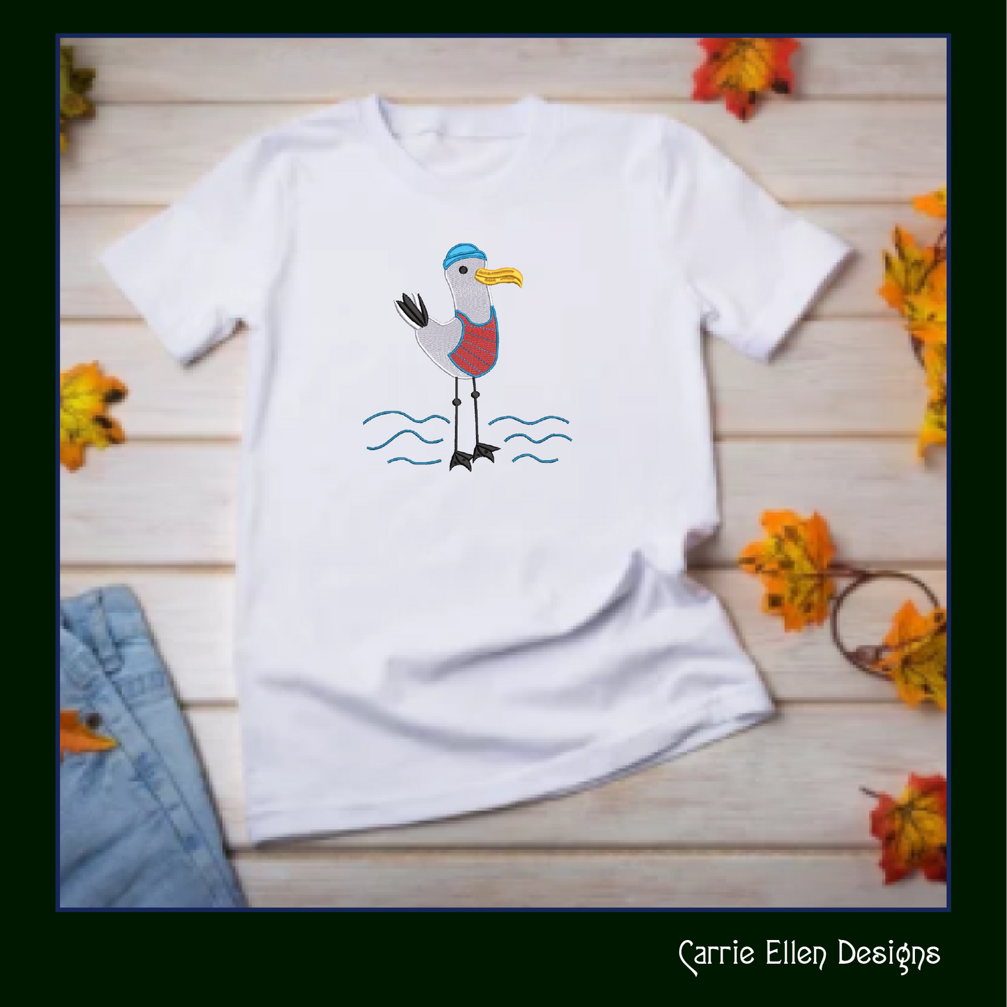 Seagull Machine Embroidery Design, Pirate Ship Crew Embroidery Pattern, Seagull Pirate Sailor Beach Design, 6 Sizes (2782)