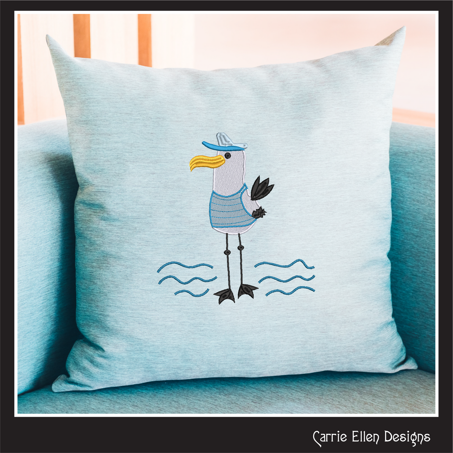 Seagull Machine Embroidery Design, Pirate Ship Captain Embroidery Pattern, Seagull Pirate Beach Design, 6 Sizes (2788)