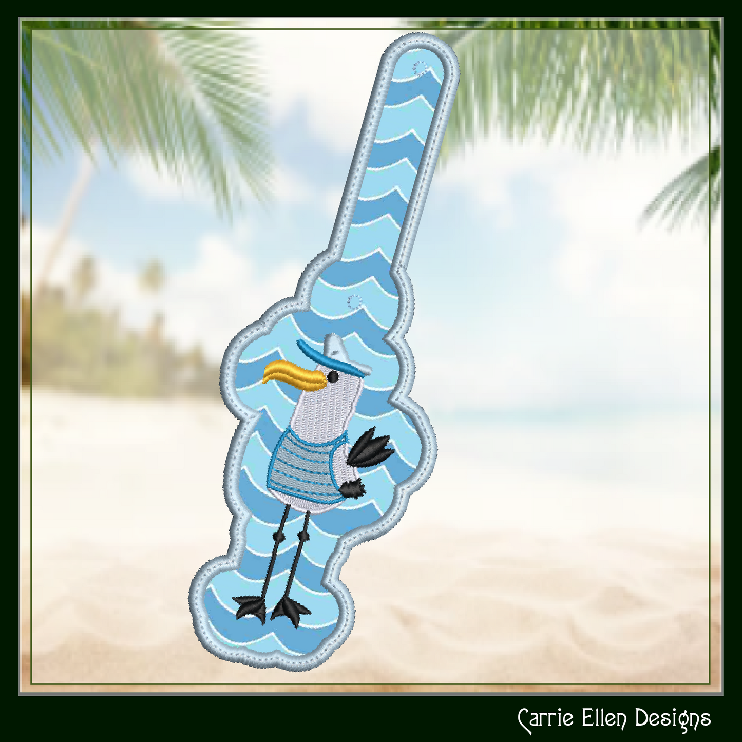 Seagull Captain ITH Key Fob Machine Embroidery Design | Pirate Seagull In-The-Hoop Key Tag Project (2789)