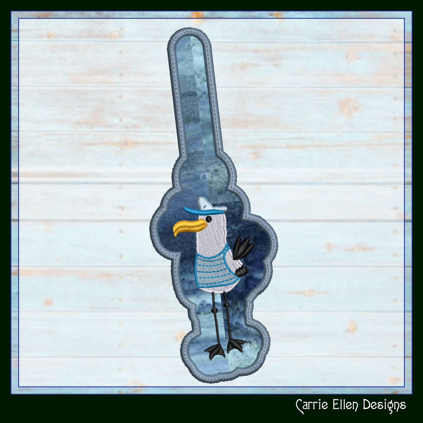 Seagull Captain ITH Key Fob Machine Embroidery Design | Pirate Seagull In-The-Hoop Key Tag Project (2789)