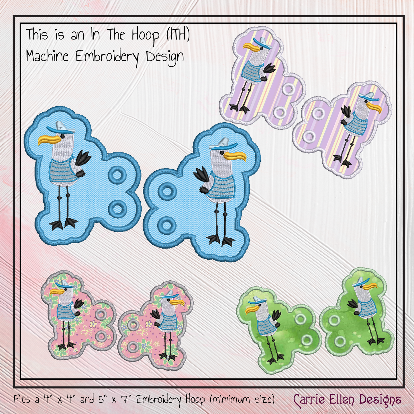 Seagull In The Hoop Shoe Wings – Seagull Captain Machine Embroidery ITH Shoelace Charms, Seagull Pirate Shoe Fashion (2790)