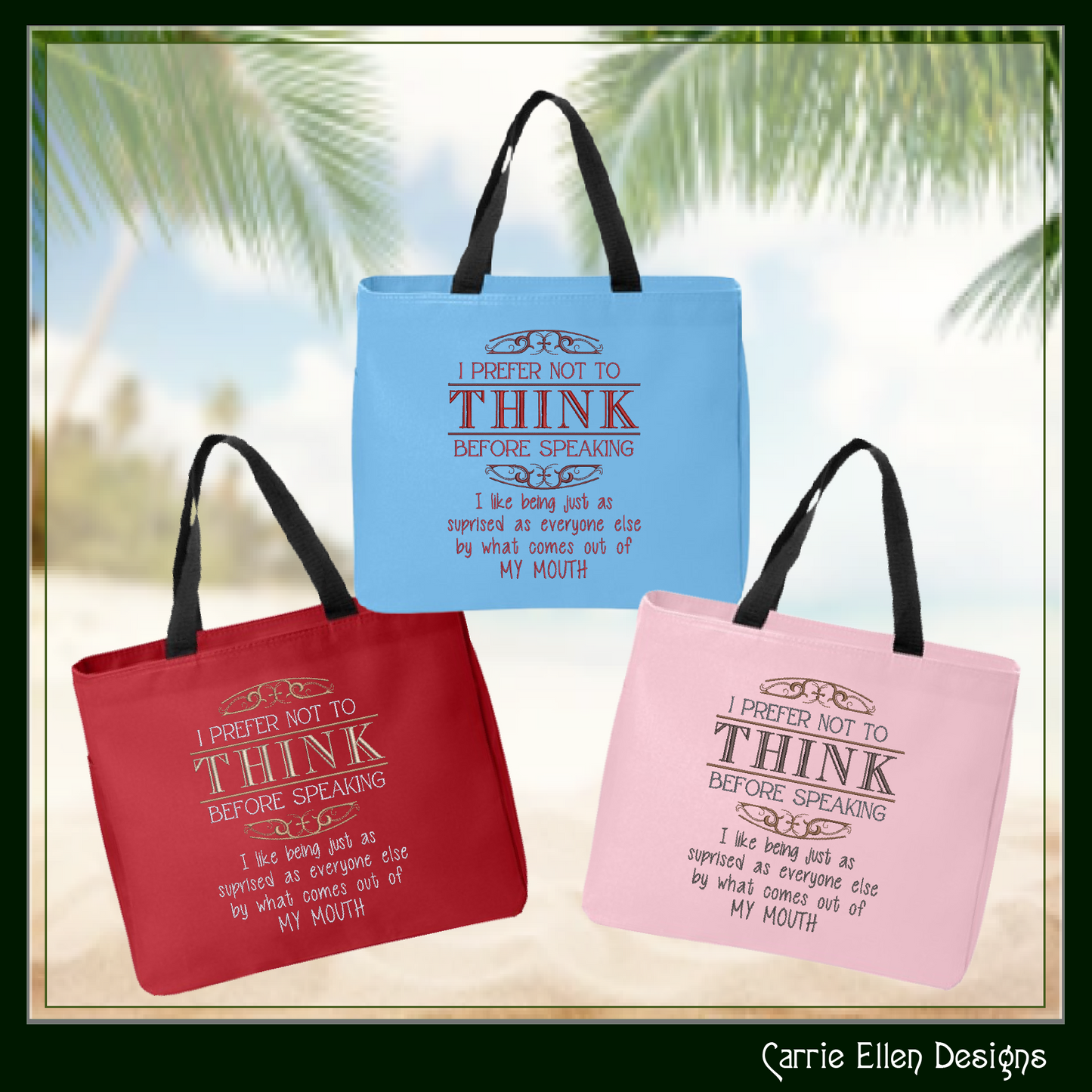 Think Before Speaking Machine Embroidery Design, Sarcastic Funny Embroidery Saying, Embroidery Quote, 6 Sizes (2791)