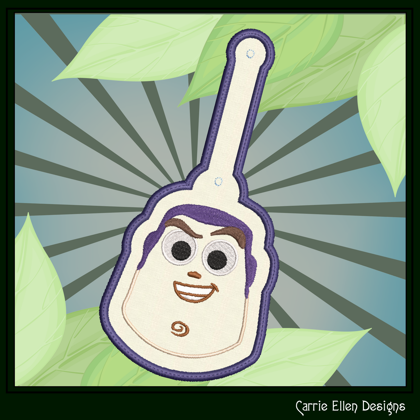 Buzz Lightyear Key Fob ITH Embroidery Design, Toy Story Character In The Hoop Key Tag, Fan Art Bag Tag (2796)