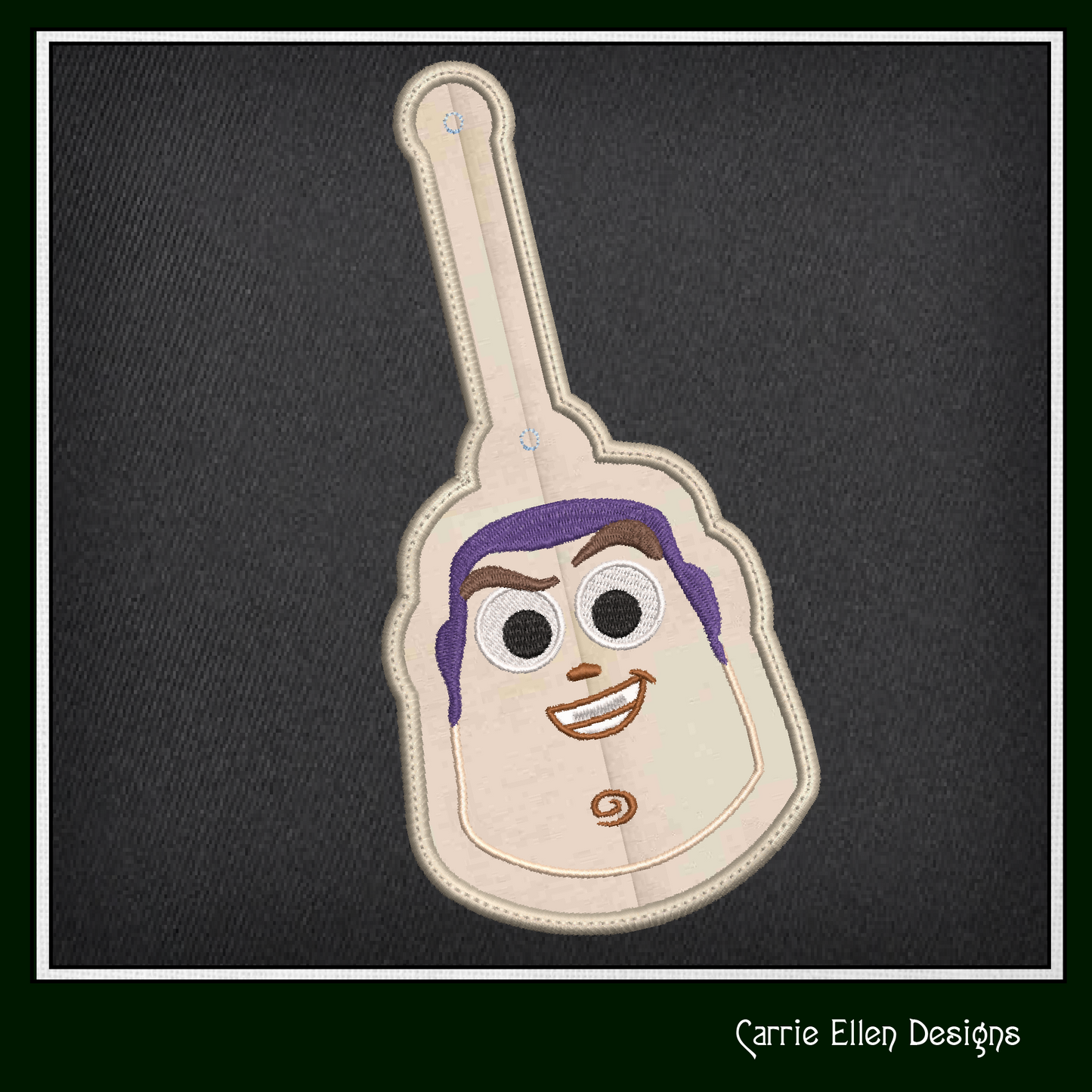 Buzz Lightyear Key Fob ITH Embroidery Design, Toy Story Character In The Hoop Key Tag, Fan Art Bag Tag (2796)