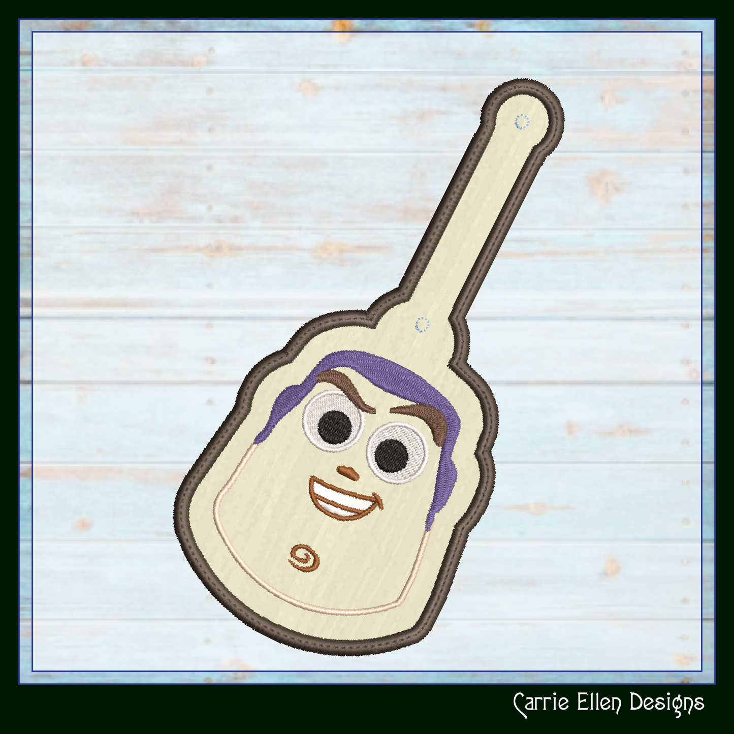 Buzz Lightyear Key Fob ITH Embroidery Design, Toy Story Character In The Hoop Key Tag, Fan Art Bag Tag (2796)