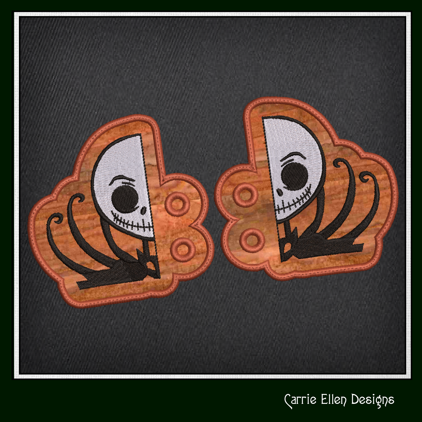 Jack Skellington ITH Shoe Wings Design – Halloween Theme Machine Embroidery Shoe Charms, In The Hoop Pattern Nightmare Before Christmas (2802)