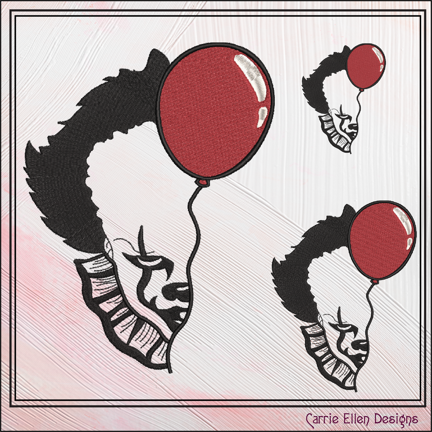 Pennywise the Clown Balloon Machine Embroidery Design – Horror Movie Inspired Pattern, 6 Sizes (2805)