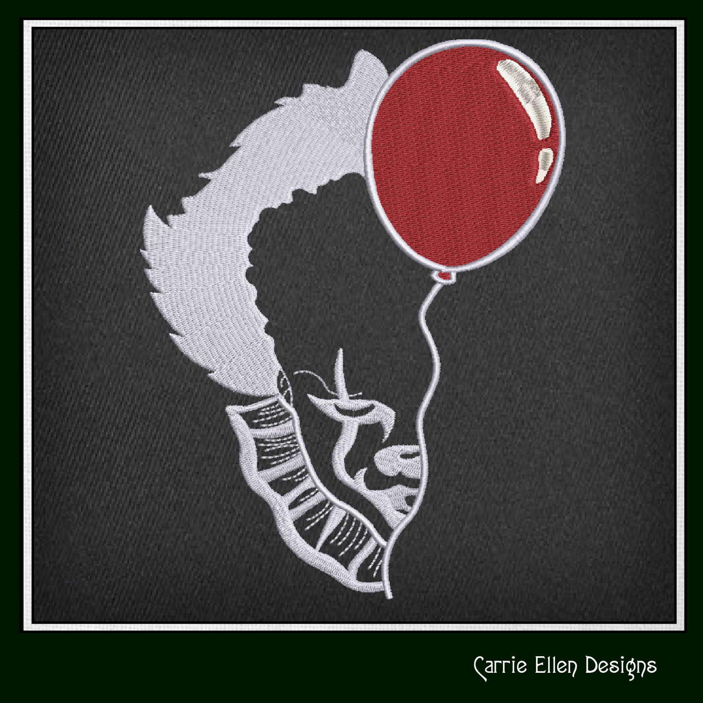 Pennywise the Clown Balloon Machine Embroidery Design – Horror Movie Inspired Pattern, 6 Sizes (2805)