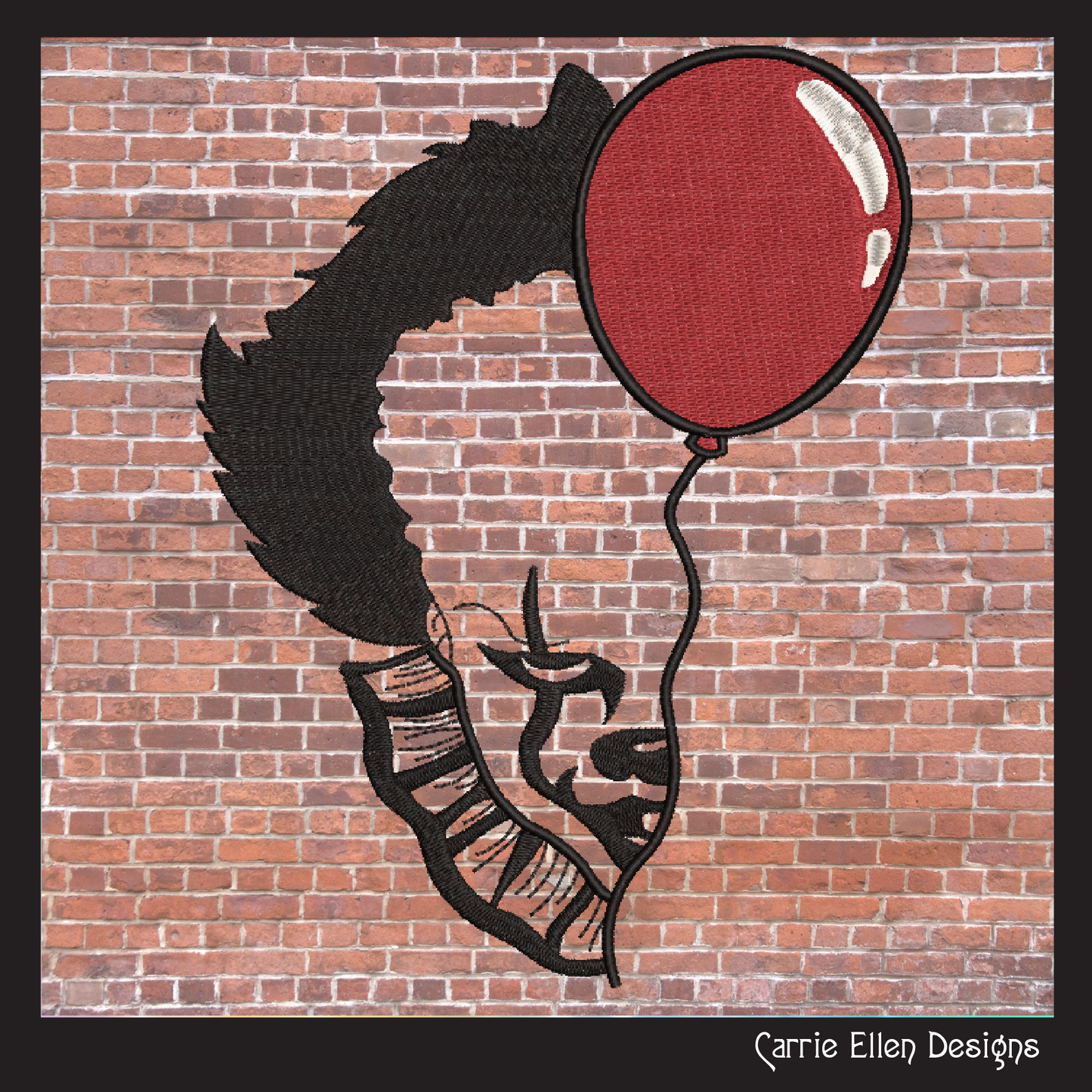 Pennywise the Clown Balloon Machine Embroidery Design – Horror Movie Inspired Pattern, 6 Sizes (2805)