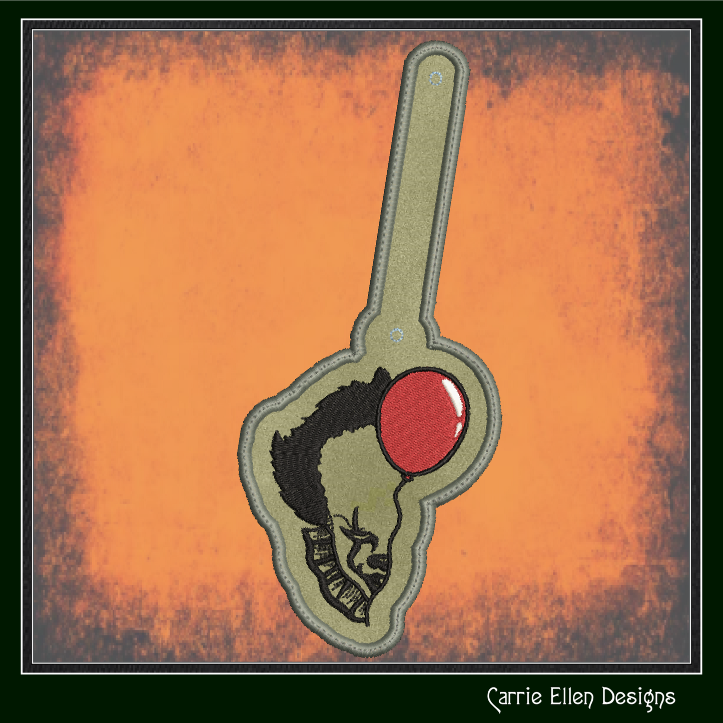 Pennywise Balloon ITH Keychain Machine Embroidery Design | Horror Clown In The Hoop Key Fob Pattern (2807)