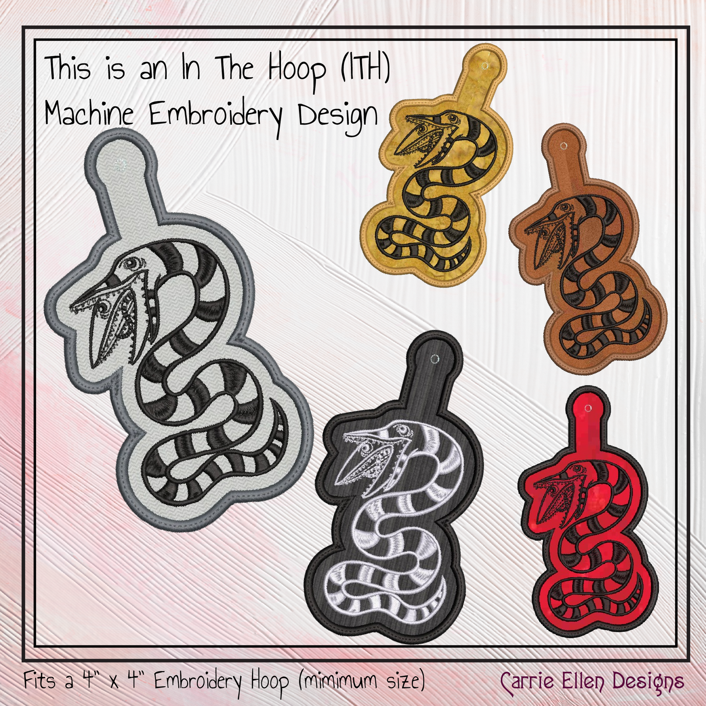Sandworm ITH Key Fob Machine Embroidery Design – Spooky In-The-Hoop Key Tag Pattern (2812)