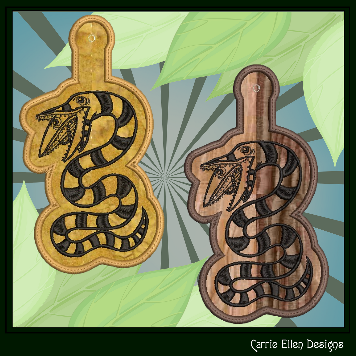 Sandworm ITH Key Fob Machine Embroidery Design – Spooky In-The-Hoop Key Tag Pattern (2812)