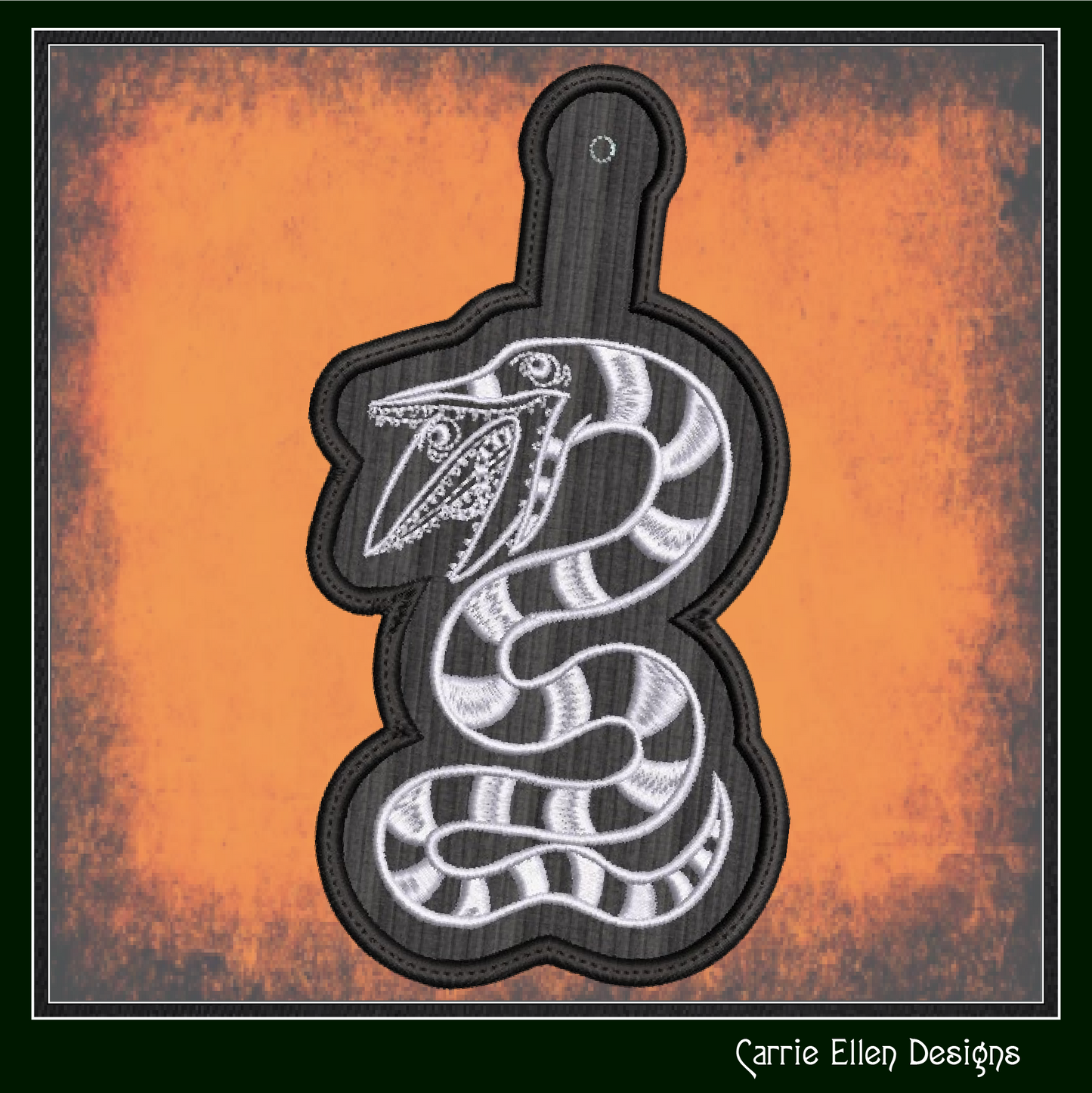 Sandworm ITH Key Fob Machine Embroidery Design – Spooky In-The-Hoop Key Tag Pattern (2812)