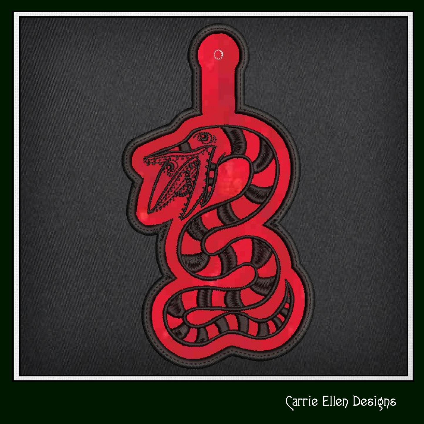 Sandworm ITH Key Fob Machine Embroidery Design – Spooky In-The-Hoop Key Tag Pattern (2812)