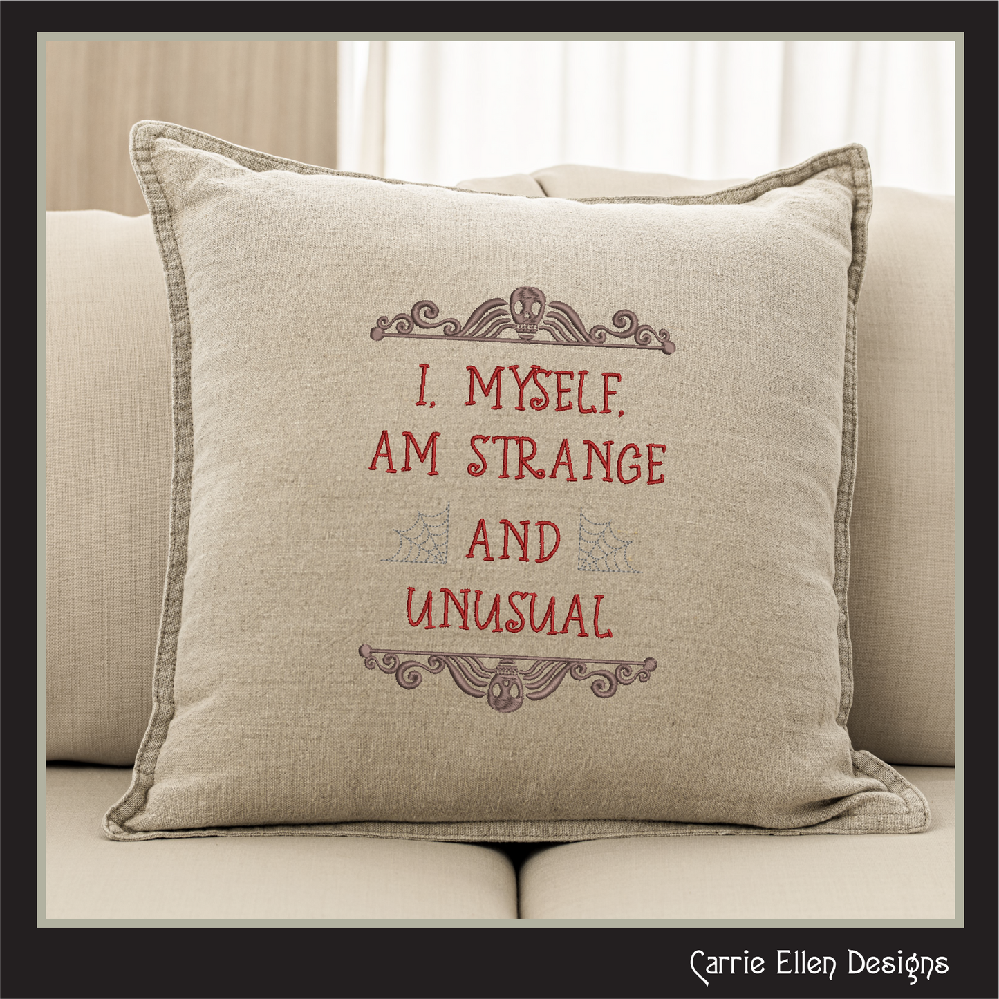 Strange and Unusual Machine Embroidery Design, Halloween Saying, Cobwebs Beetlejuice Embroidery Pattern, 6 Sizes (2816)