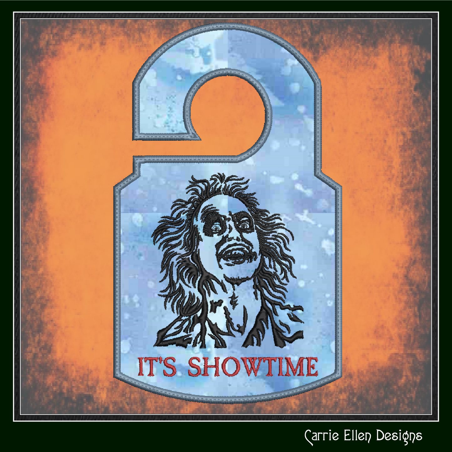 Beetlejuice ITH Door Hanger Embroidery Design, Fan Favorite Character Door Sign, Halloween Movie Character (2819)