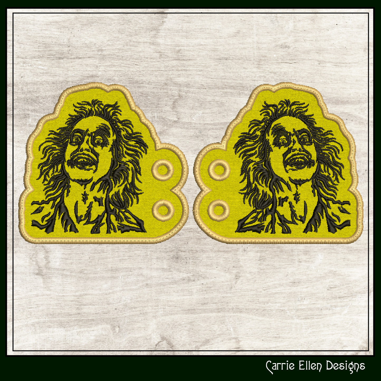 Beetlejuice ITH Shoe Wing Embroidery Design – In The Hoop Character Shoe Charms, Halloween Movie Character (2820)