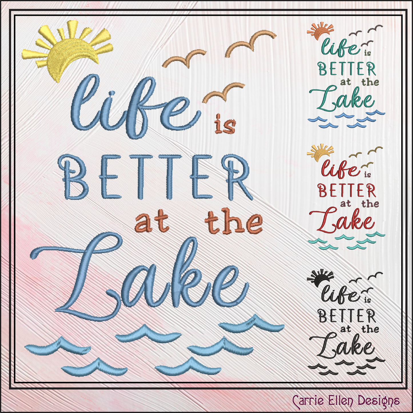 Lake Life Machine Embroidery Design Saying, Life is Better at the Lake with Family Camping Vacation House Décor (2841)