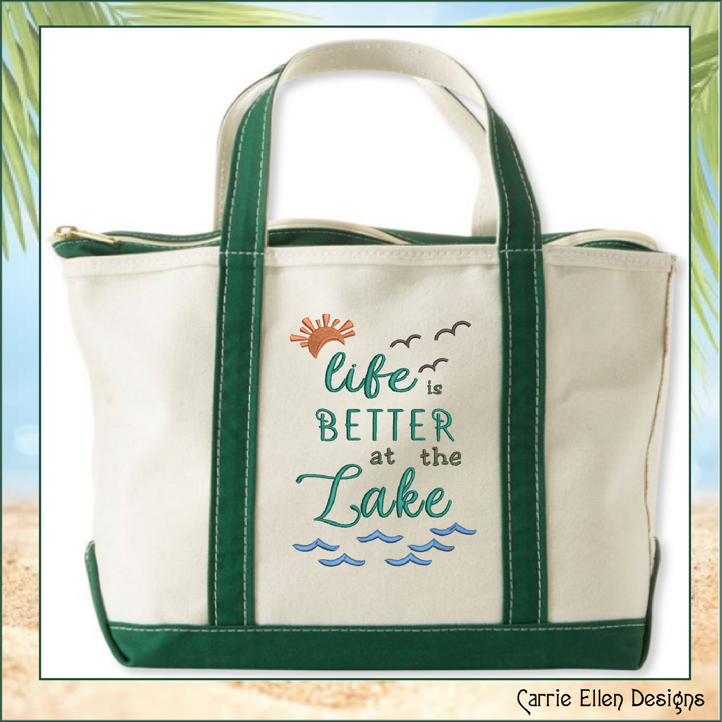 Lake Life Machine Embroidery Design Saying, Life is Better at the Lake with Family Camping Vacation House Décor (2841)