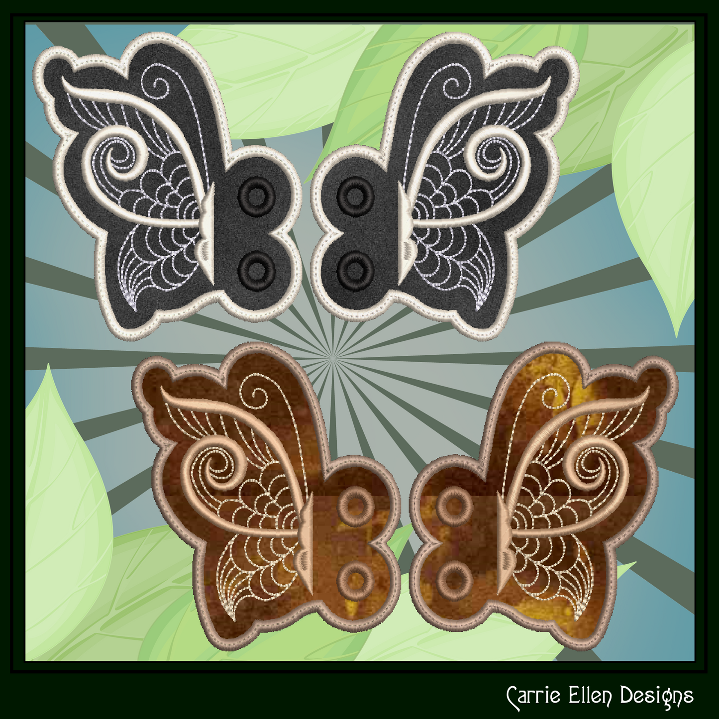 Butterfly In The Hoop Machine Embroidery Shoe Wings – Butterfly Bat Wings for Shoes and Boots, 4x4 and 5x7 Hoop Machine Embroidery Project (2854)
