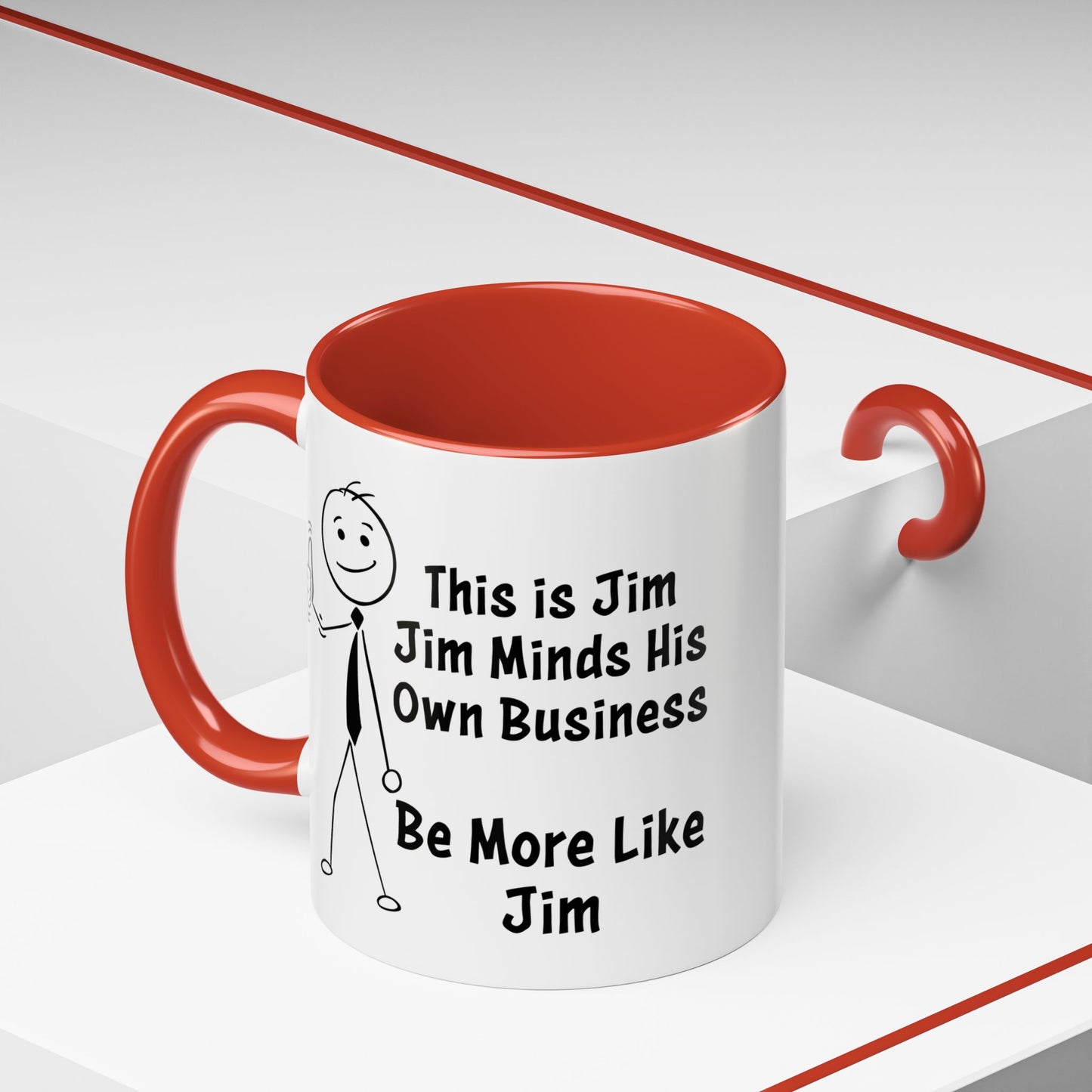 Funny Stick Figure "This is Jim" Accent Color Ceramic Mug | Snarky Humor Coffee Mug, Perfect for Home or Office Decor (P-6050)