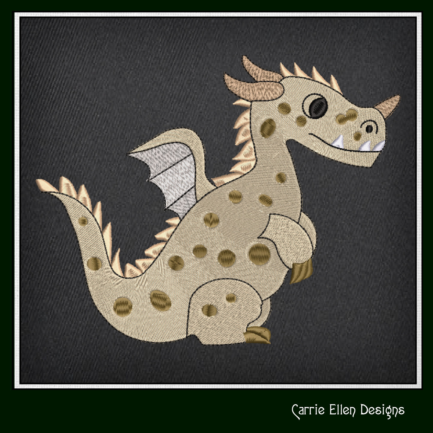 Cute Green Baby Dragon Machine Embroidery Design | Fantasy Dragon Stitch File | Whimsical Dragon Embroidery Pattern | Kawaii Magical Creature , 6 Sizes, (2887)