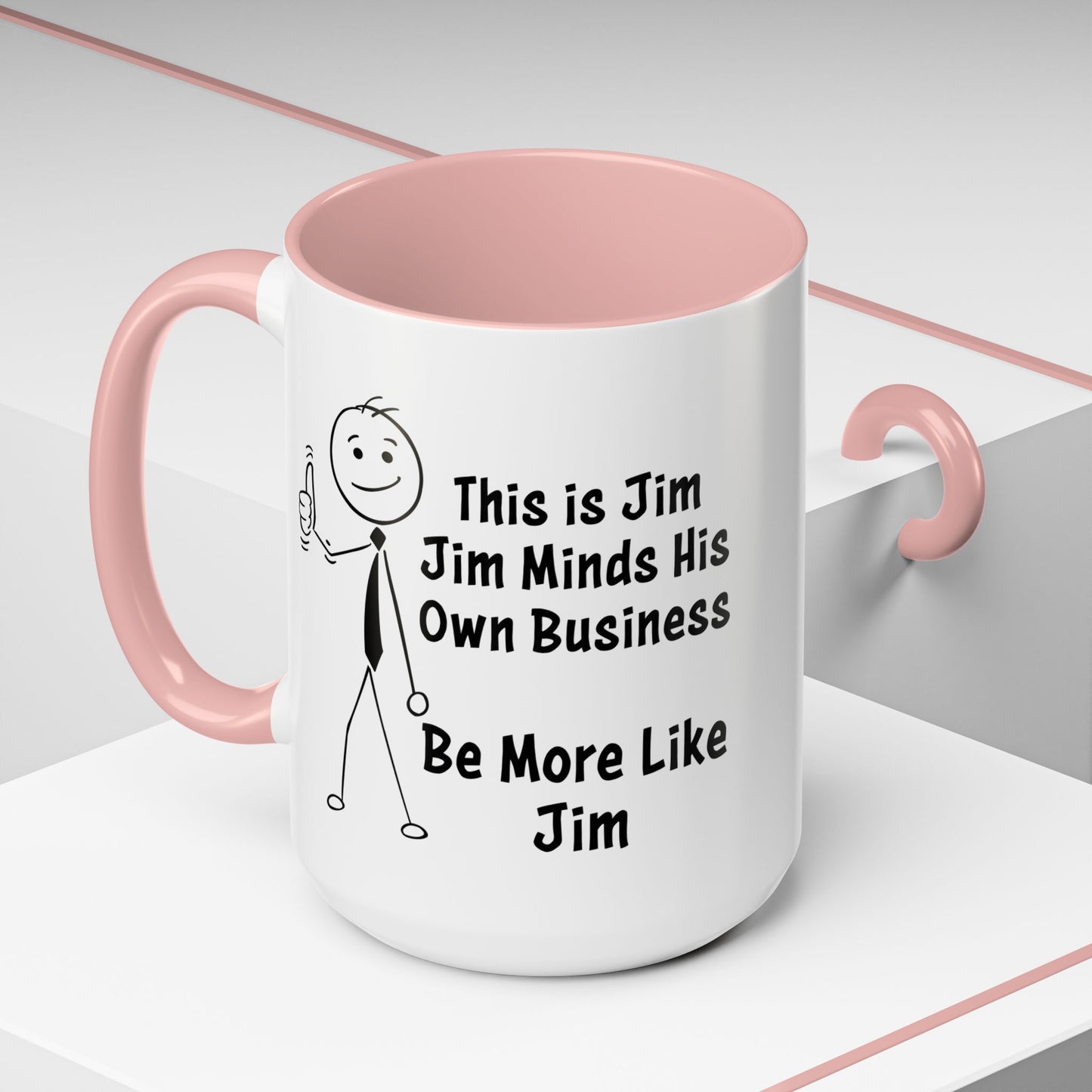 Funny Stick Figure "This is Jim" Accent Color Ceramic Mug | Snarky Humor Coffee Mug, Perfect for Home or Office Decor (P-6050)
