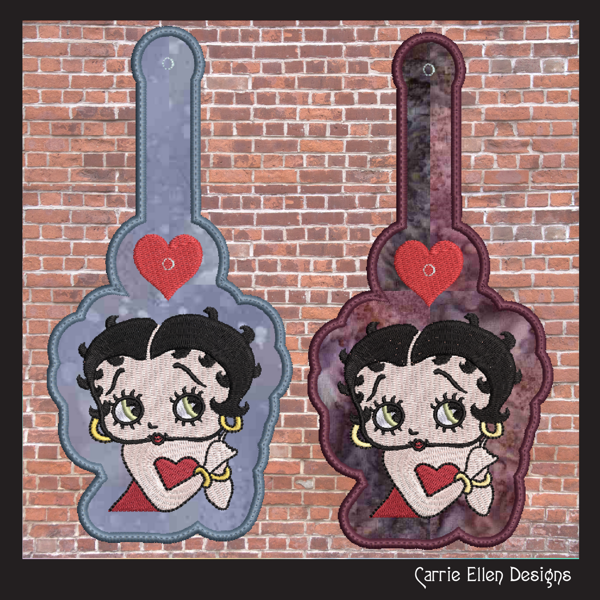 Betty Boop ITH Key Tag Machine Embroidery Design | In The Hoop Keychain (2936)