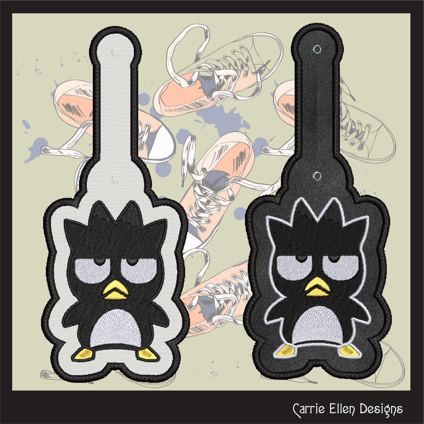 Badtz Maru Penguin ITH Key Fob Machine Embroidery Design | Sanrio Fandom Cartoon Key Tag | Cosplay Gift Project (2946)