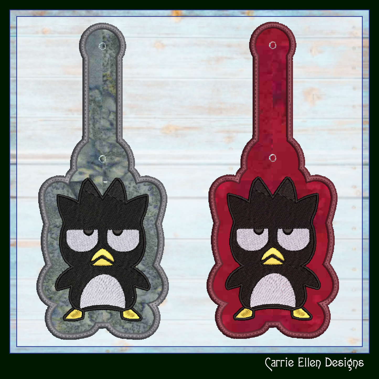 Badtz Maru Penguin ITH Key Fob Machine Embroidery Design | Sanrio Fandom Cartoon Key Tag | Cosplay Gift Project (2946)