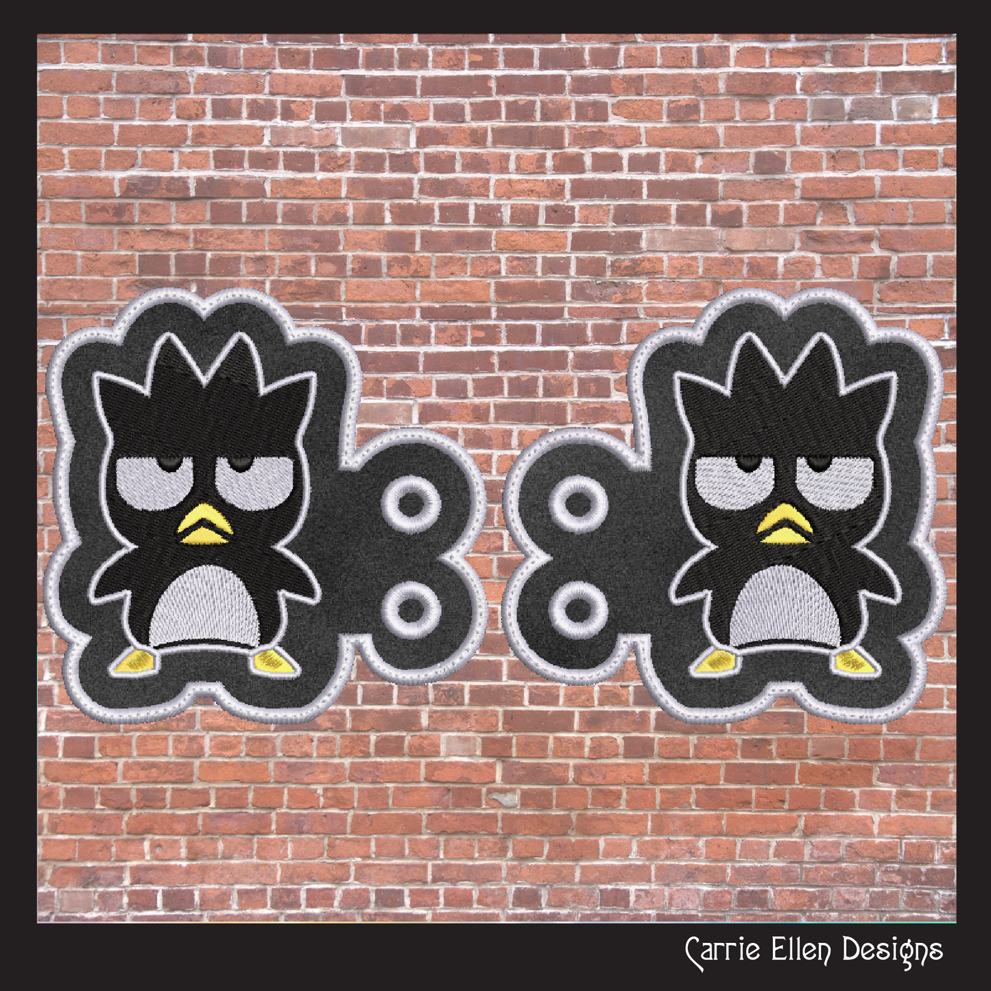 Penguin Character In The Hoop Machine Embroidery Shoe Wing Design, ITH Badtz Maru Hello Kitty and Friends Fandom Cartoon (2947)